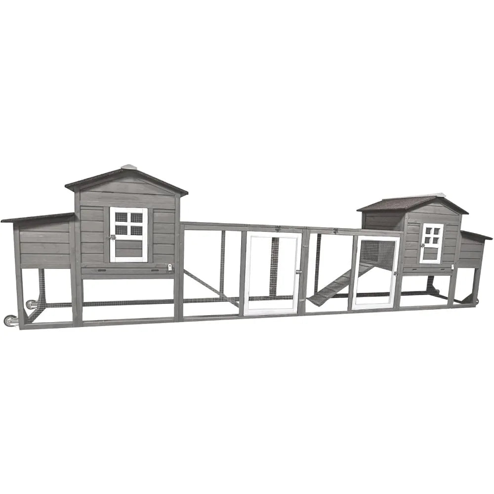 158in Chicken Coop Wooden Indoor Outdoor for 1-6 Chickens Extension Chicken Houses with Removable Tray Nesting Box and RunοΌSet o