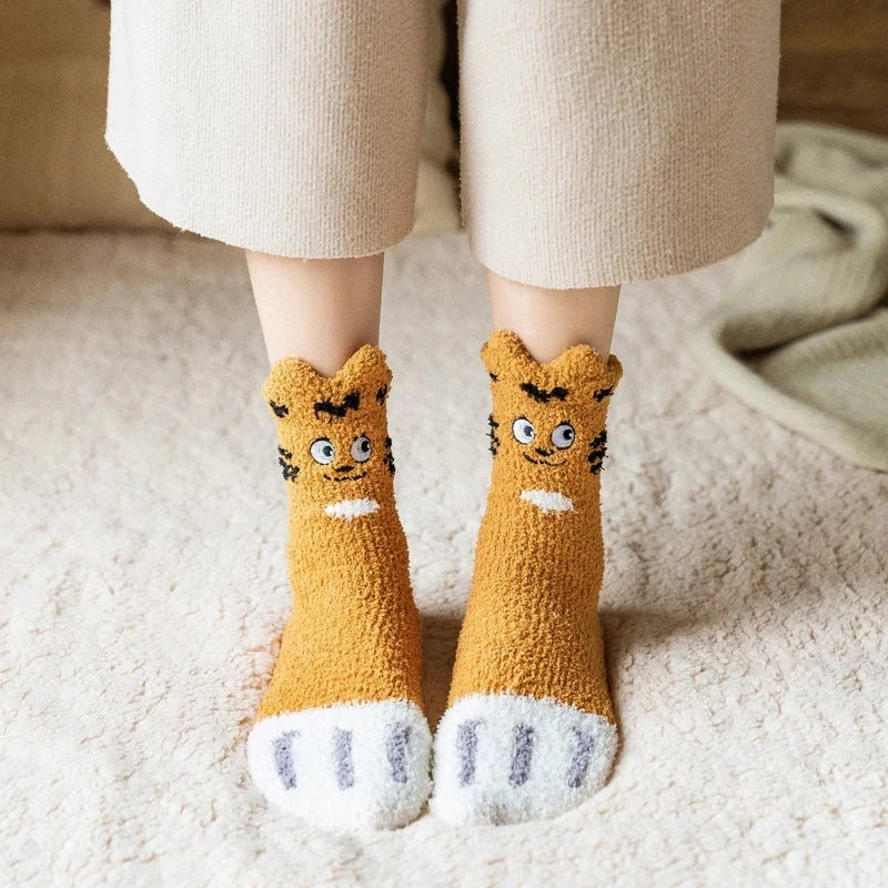 Socks Women Thicken Warm Cute Cat Paw Colorful Winter Sox