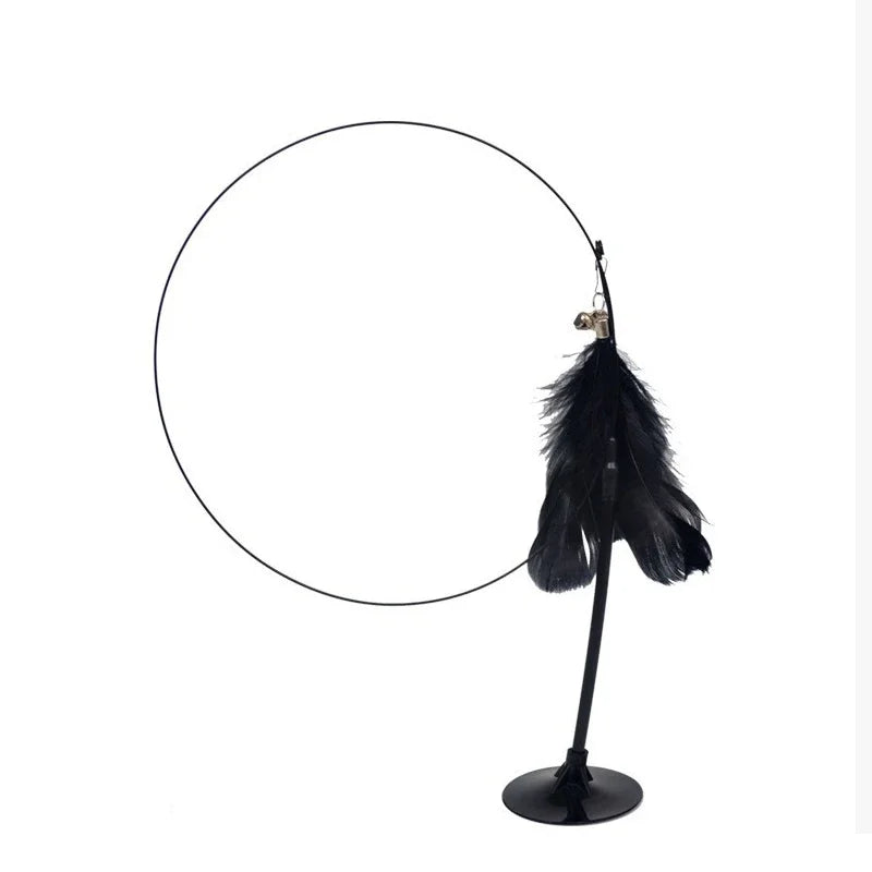Cat Teaser Stick With Bell Feather Long Rod Suction Cup