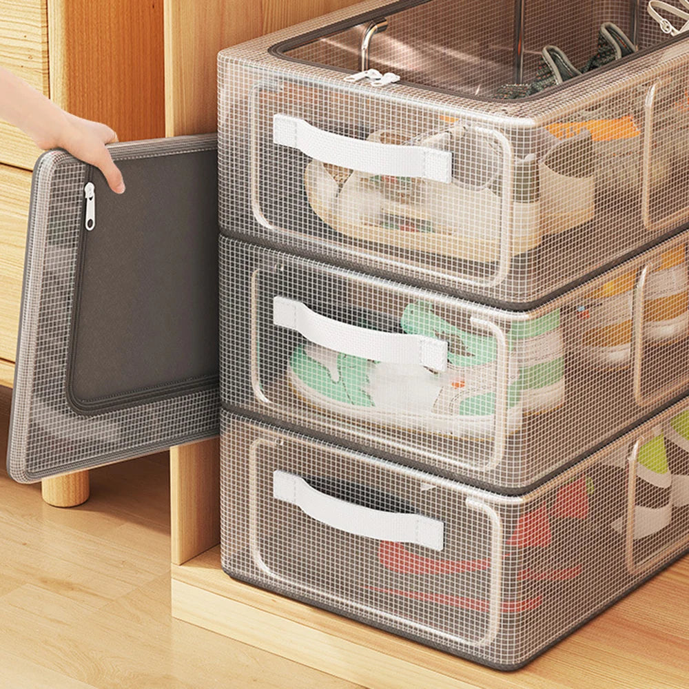 1PC Pvc Shoe Basket Bed Bottom Shoe Storage Box Dust-Proof Transparent Organizer