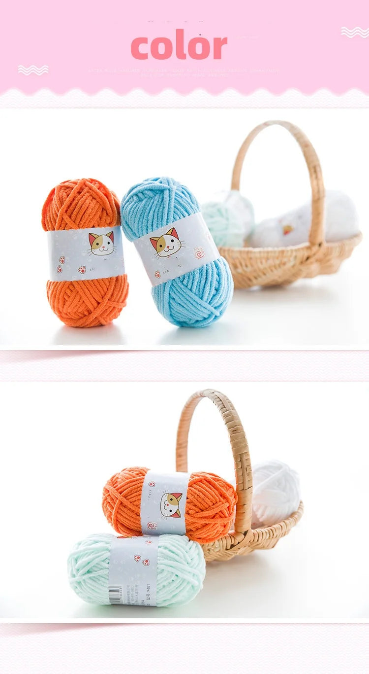 50g Polyester Cute Yarn Ball for Warm Velvet Crochet Scarf