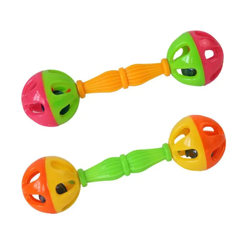2Pcs Pet Parrot Interactive Colorful Ball with Bells Plastic Toy for Budgie
