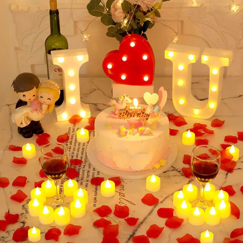 Flameless LED Heart-Shaped Tealight Candles for Home Wedding and Christmas Decoration Battery-Powered Safe Glow