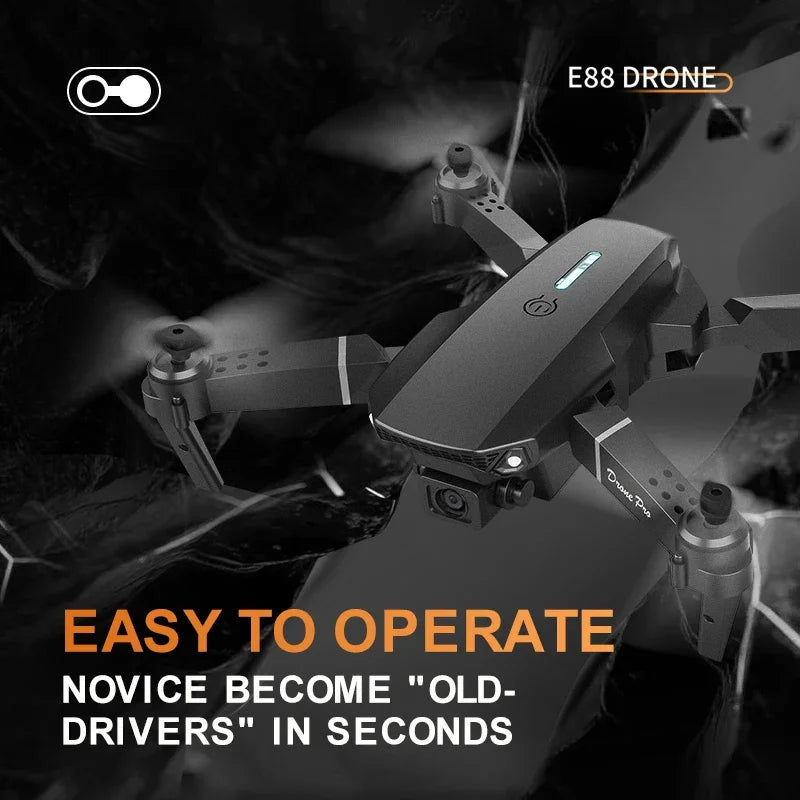 Professional Mini Remote Control Drone E88 4K HD Camera Wifi FPV Folding Quadcopter Gift for Kids