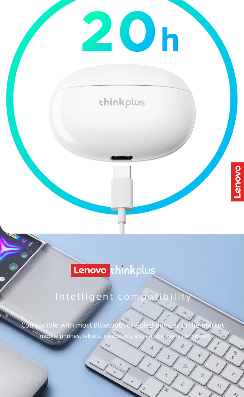 Lenovo Thinkplus XT88 In Ear Bluetooth Earphones With Dual Microphones And Bass HIFI Sound