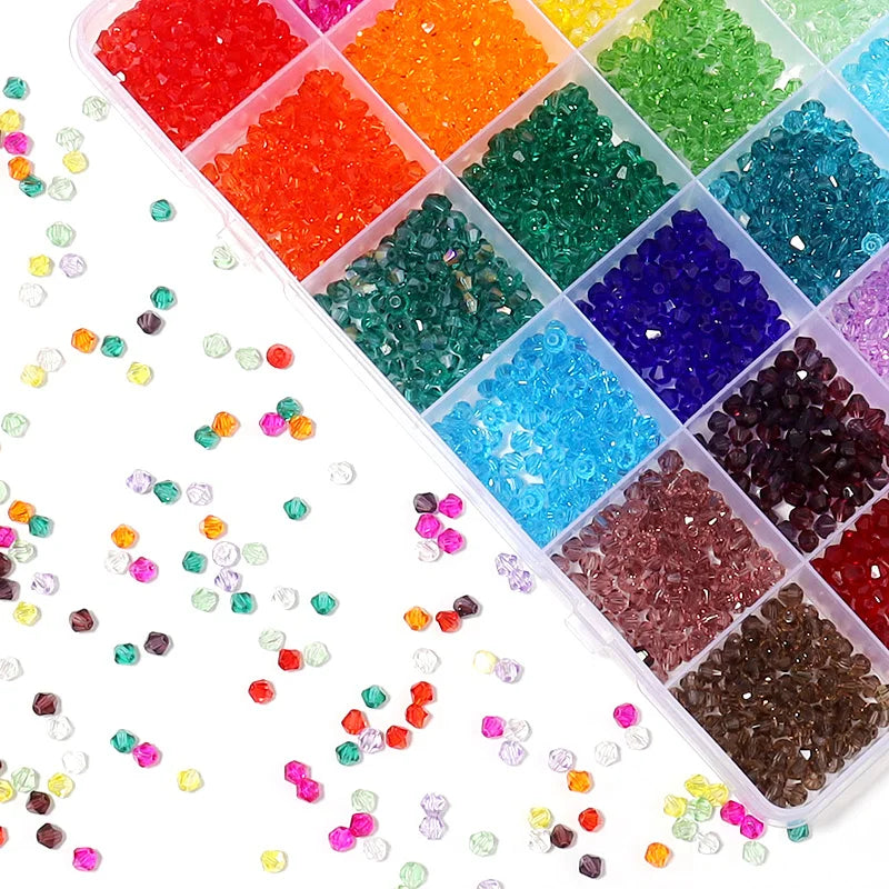 4mm Faceted Glass Crystal Rondelle Beads Kit in 15 to 24 Colors for DIY Jewelry Making Charms Bracelets and Earrings