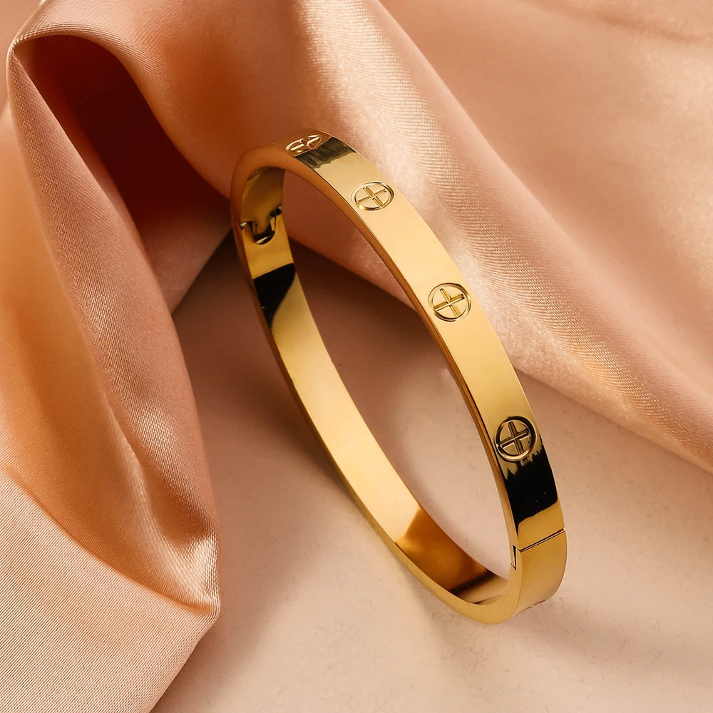 RAKOL Simple 316L Nail Light Luxury Titanium Steel Bracelet for Women High Quality Non-fading Hand Jewelry