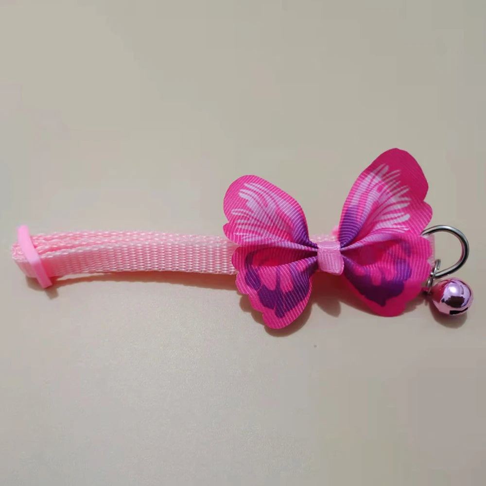 Adjustable Butterfly Bell Pet Collar - Multicolor Cute Design with Safe Lead Clasp for Cats & Small Dogs