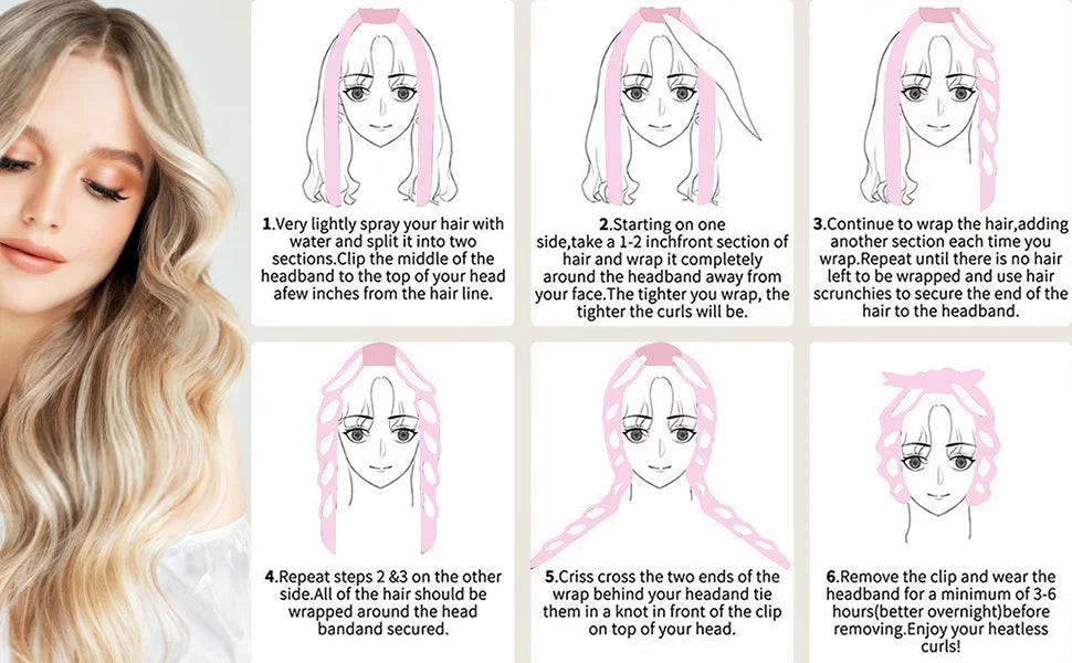 Heatless Curls No Heat Curlers Overnight Headband for Women