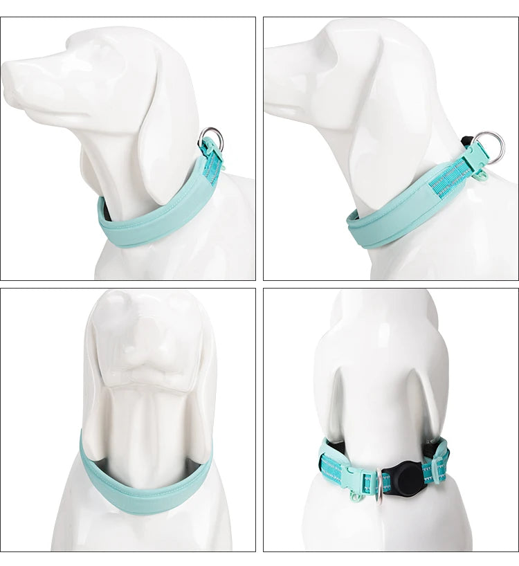 Personalized Adjustable Nylon Reflective Dog Collar with AirTag Holder for Small Medium and Large Dogs