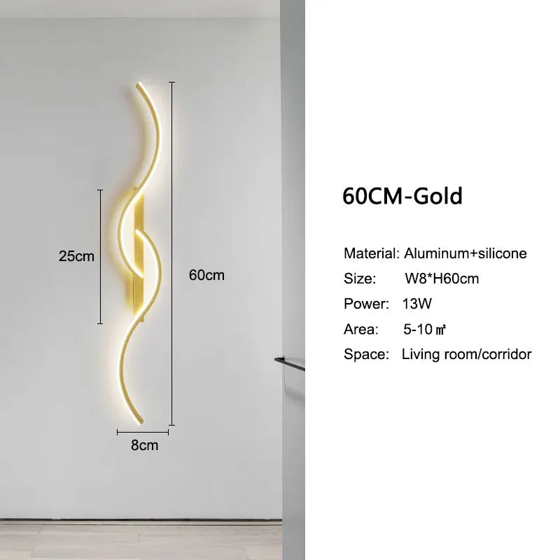 Indoor LED Wall Lights Modern Wall Sconces for Bedroom and Corridor Black Gold White Finish Stylish Indoor Lighting