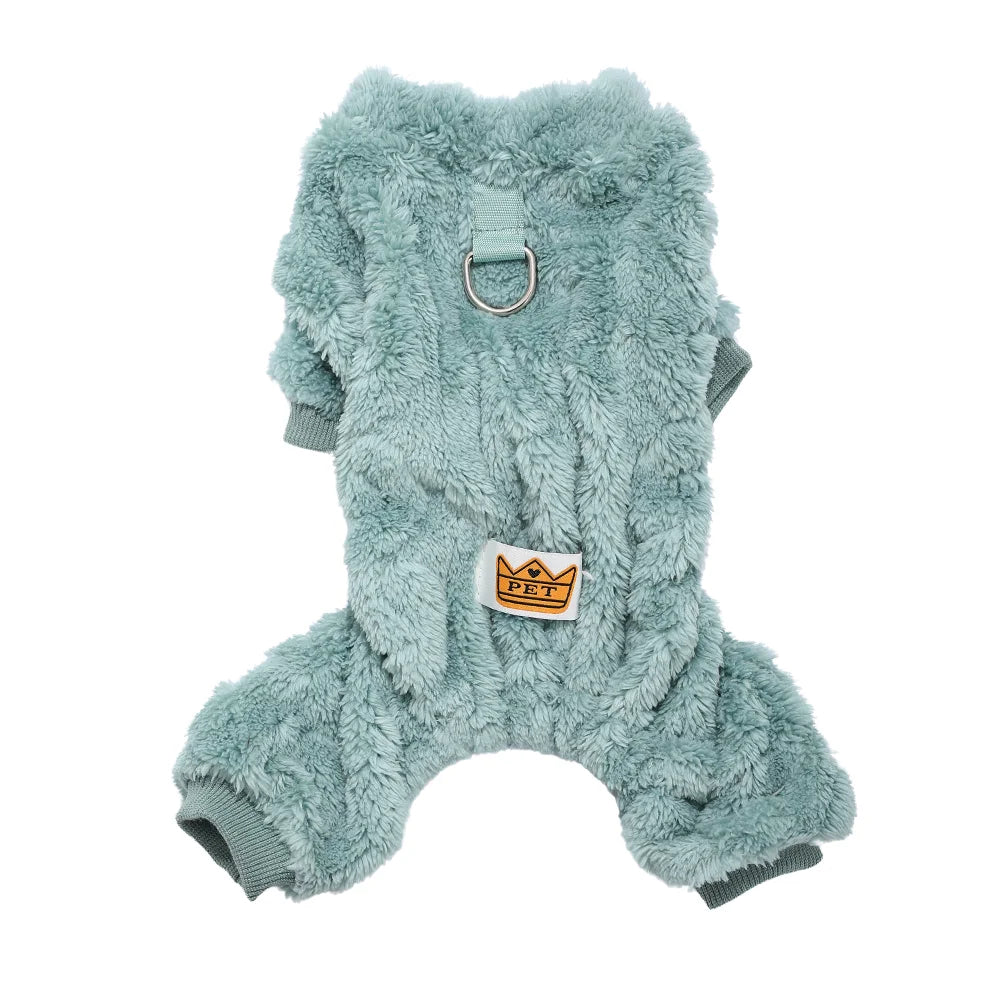 Dog Warm Clothes Pet Dog Jumpsuit Winter Puppy Cat Cozy Soft Fleece Clothing with D-ring For Small Medium Dogs Cat Chihuahua Pug