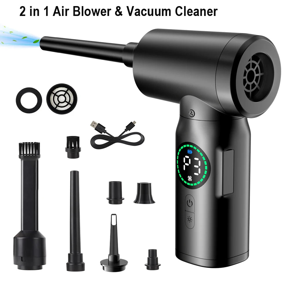 7500mAh Portable Compressed Air Duster 2 in 1 Cordless Cleaner