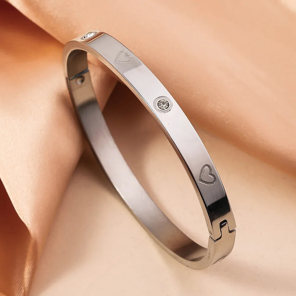 RAKOL Simple 316L Nail Light Luxury Titanium Steel Bracelet for Women High Quality Non-fading Hand Jewelry