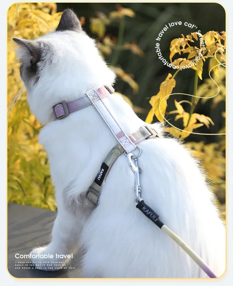 Cat Harness Set Adjustable Escape Proof Pet Harness for Kitten Outdoor Walking Cat Collar Lead Leash Pet Supplies