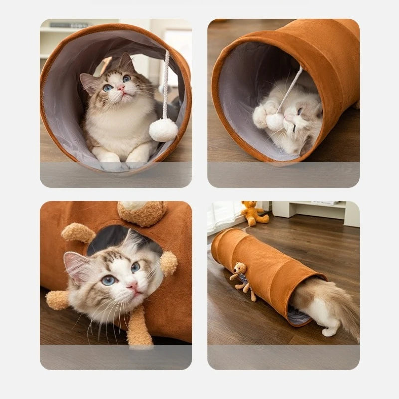Cat play tunnel interactive toy hide seek tunnel Relieve boredom portable&collapsible easy to store tunnel for Straight tube 