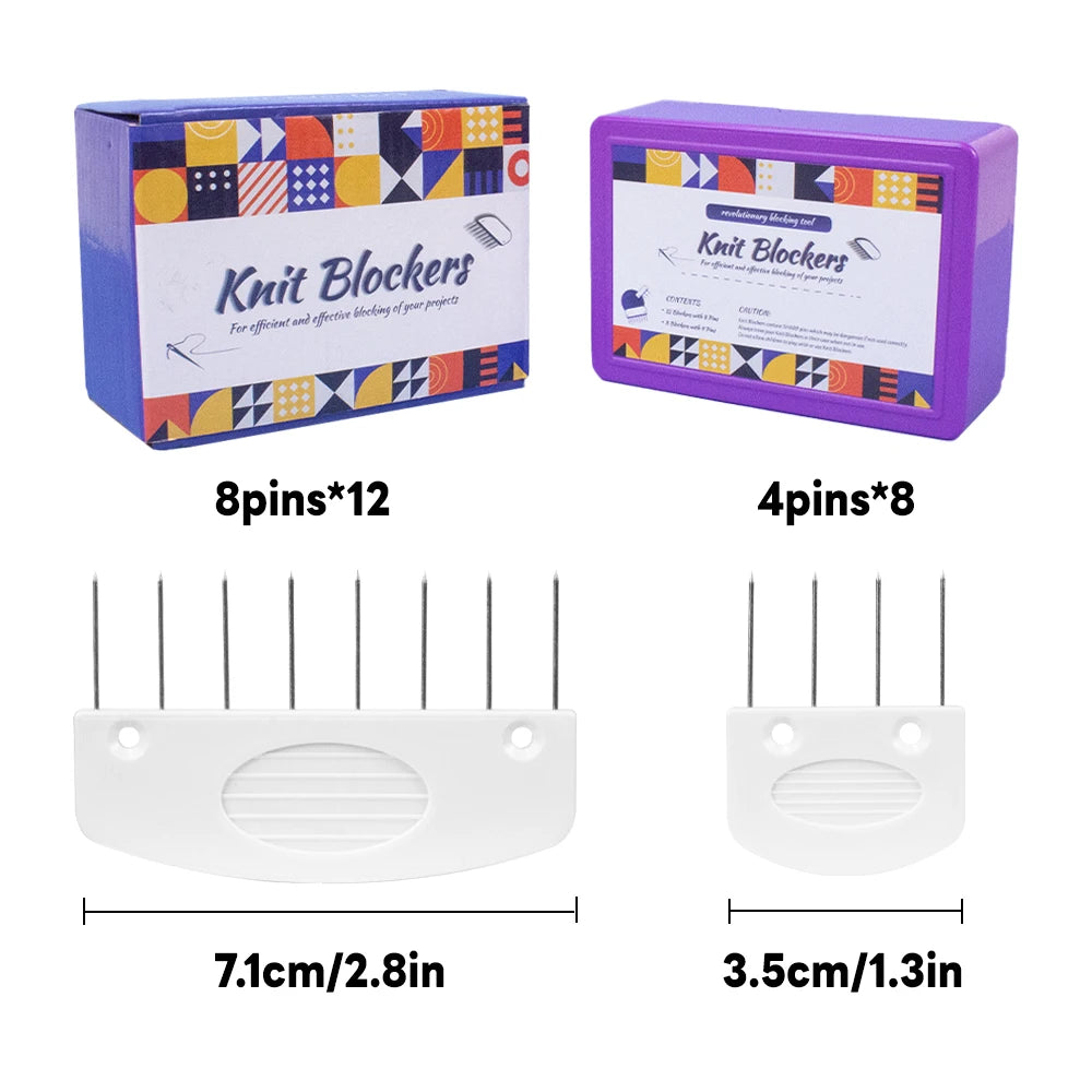 Knit Blockers Set 20 Pieces Stainless Steel Blocking Combs and Pins for Knitting and Crocheting Supplies