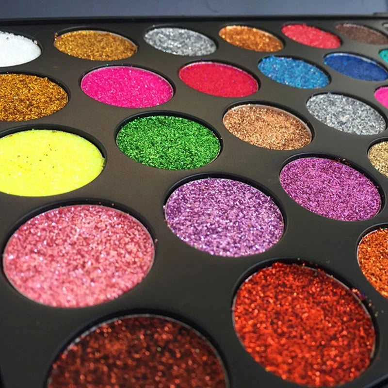 35 Color Diamond Sequin Eyeshadow Palette High Pigment Shimmer Glitter and Satin Long Lasting Waterproof Makeup