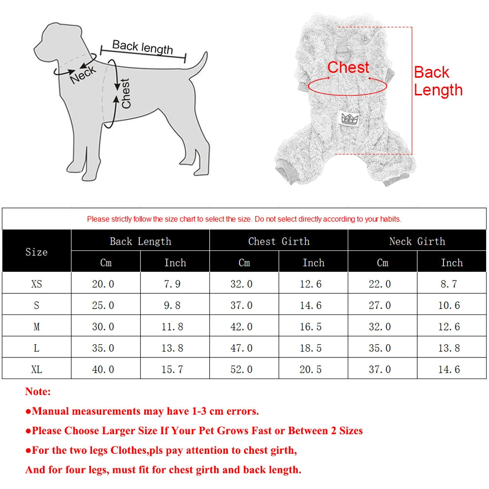 Dog Warm Clothes Pet Dog Jumpsuit Winter Puppy Cat Cozy Soft Fleece Clothing with D-ring For Small Medium Dogs Cat Chihuahua Pug