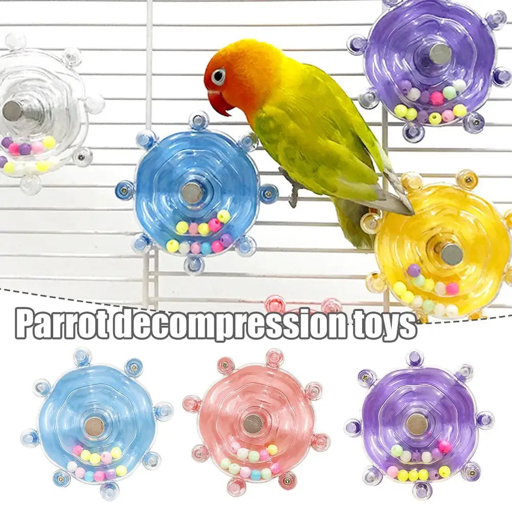 Colorful Parrot Decompression Toy Rotating Help Pets Energy Toy Safe Of Made Wheel Release Bite Materials Animal Toys