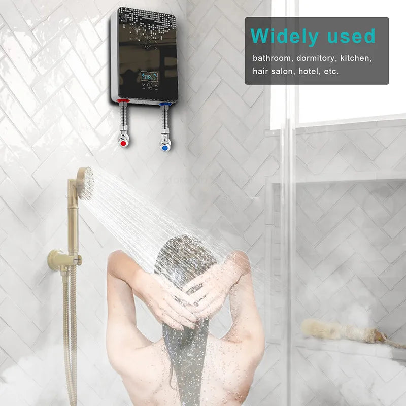 Calentador de agua caliente 6500w Calentador de agua instantáneo sin tanque Termostato Calentador de inducción Calentadores eléctricos táctiles inteligentes Ducha automática