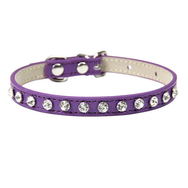 Luxury Rhinestone Rivets Cat Collar Leather Small Dog Collars Puppy Neck Strap for Kitten Accessories Wholesale / Dropshipping