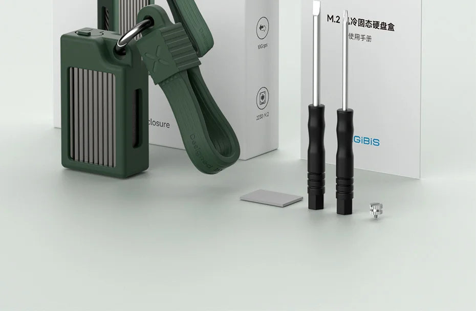 Hagibis 2230 M2 NVMe SSD Enclosure with Cooling Fan USB 3.2 Gen 2 High Speed Storage Case for Laptop iPhone 16 Pro 15 iPad