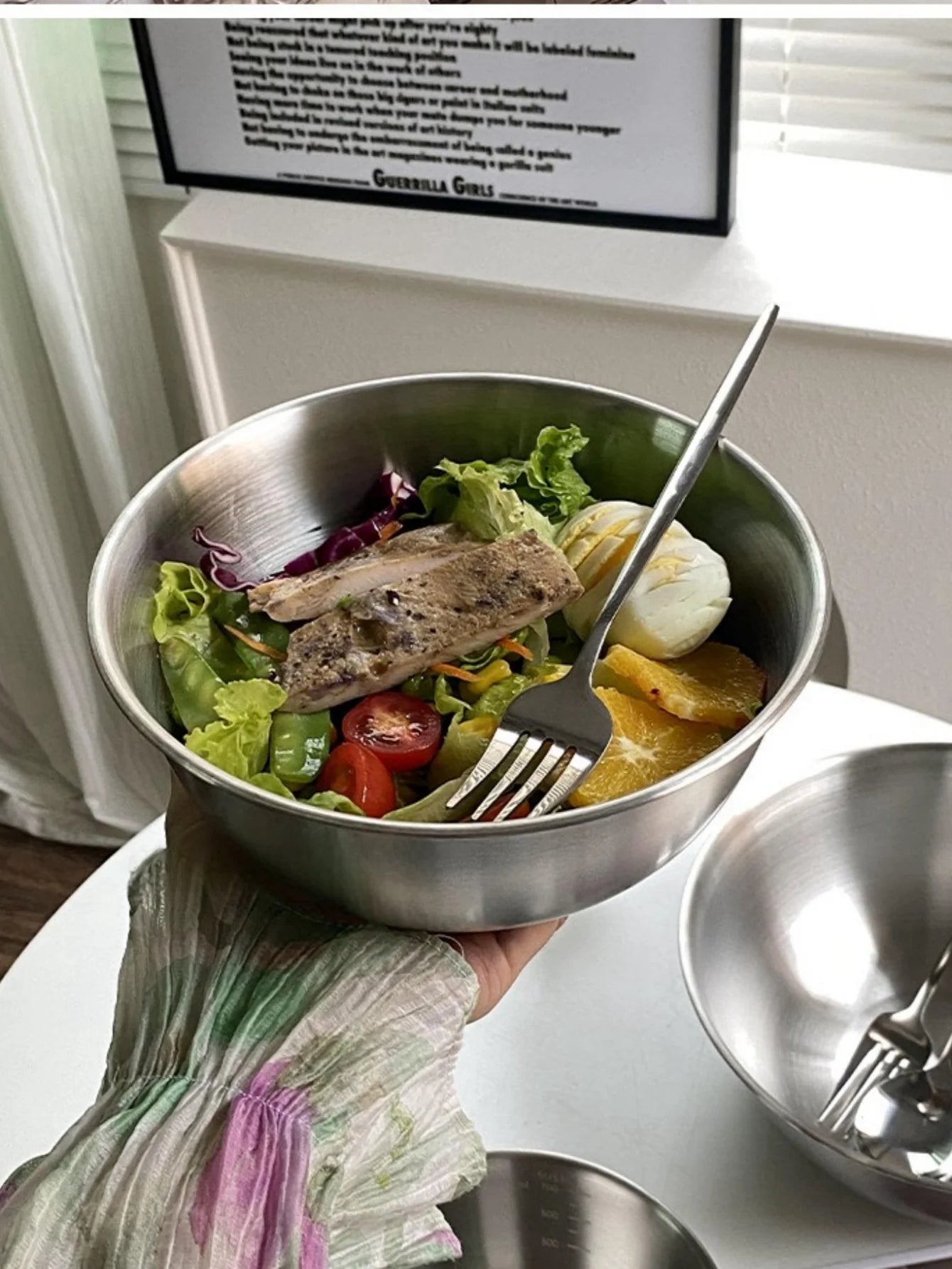 Stainless Steel Gold and Silver Salad and Noodle Bowl Elegant Kitchen Tableware Food Container