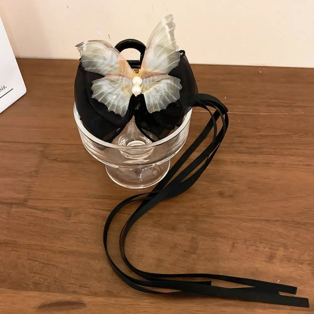 Fashion Mesh Butterfly Hair Claw Ribbon Bowknot Shark Clip Women