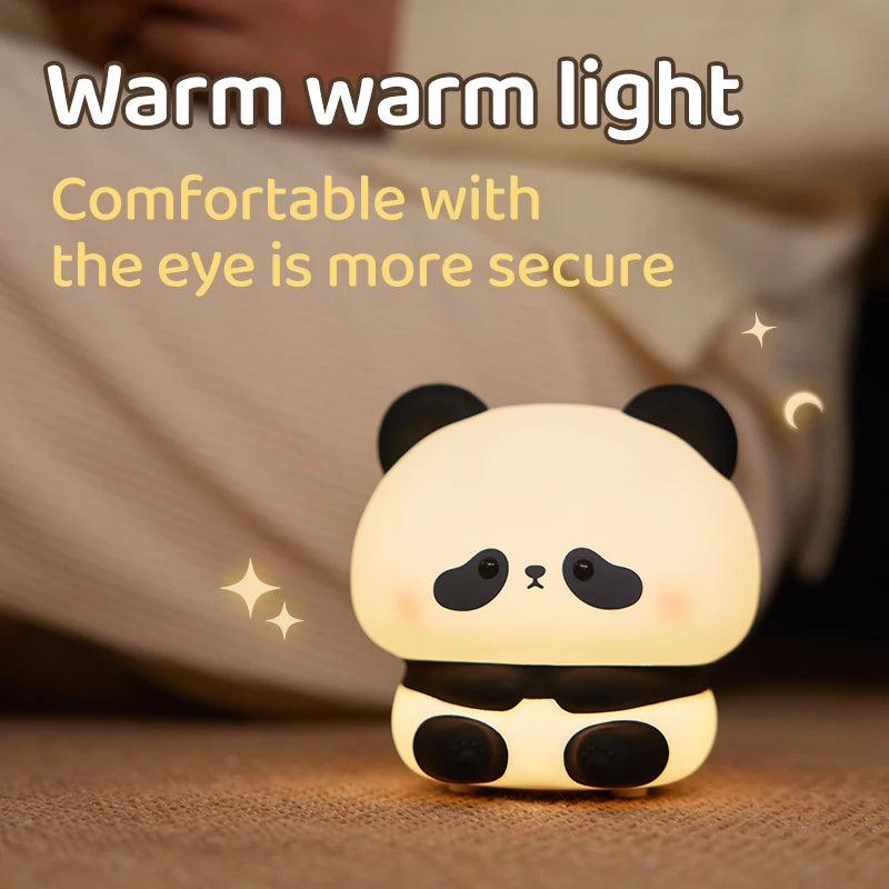 Panda LED Night Light Cute Silicone Touch Lamp USB Rechargeable Bedroom Decor Perfect Children's Gift
