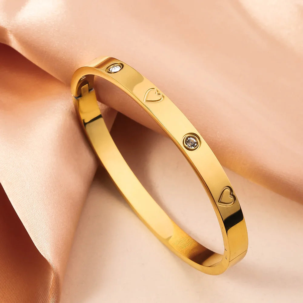 RAKOL Simple 316L Nail Light Luxury Titanium Steel Bracelet for Women High Quality Non-fading Hand Jewelry