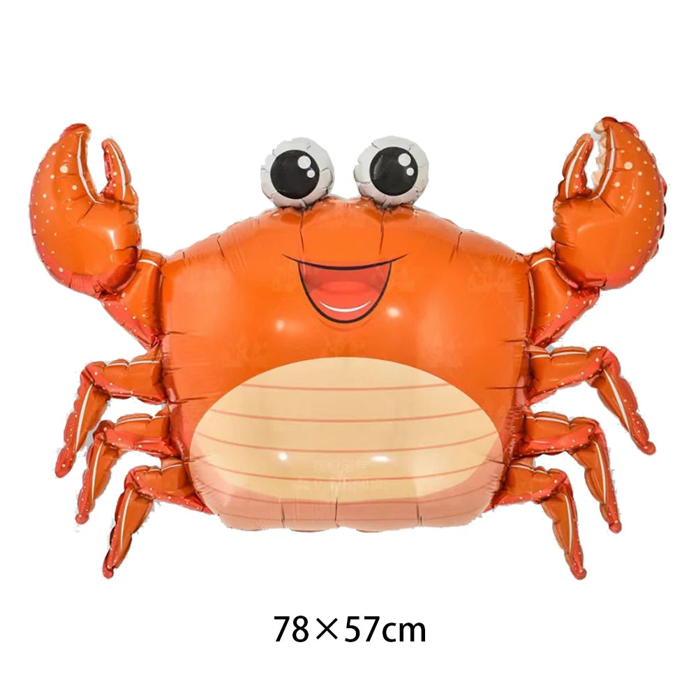 4th Birthday Sea Animal Decoration Blue Foil Balloon 32inch