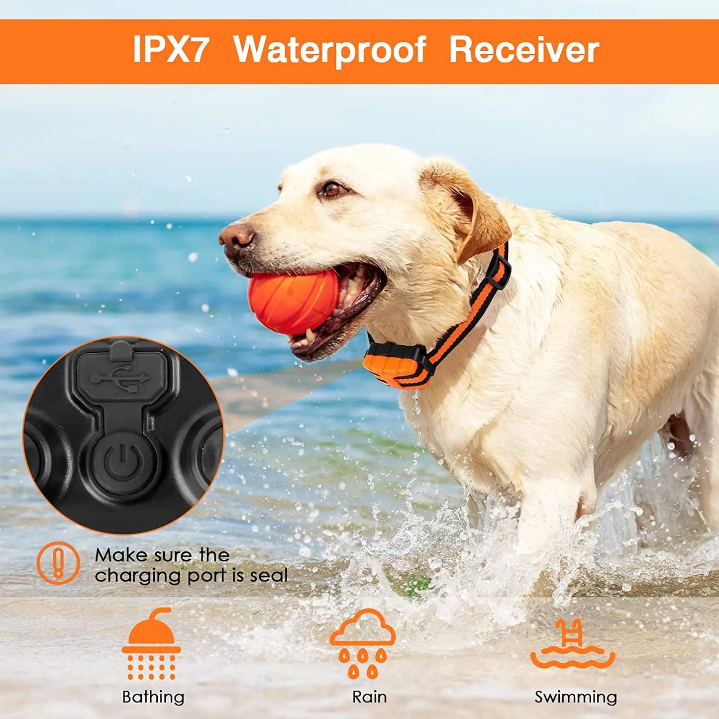 500 Meter Waterproof Electric Dog Training Collar with Remote Control Rechargeable Shock Vibration and Sound Features