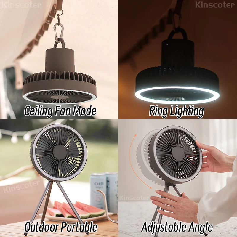 10000mAh Camping Fan Portable Circulator with Power Bank LED