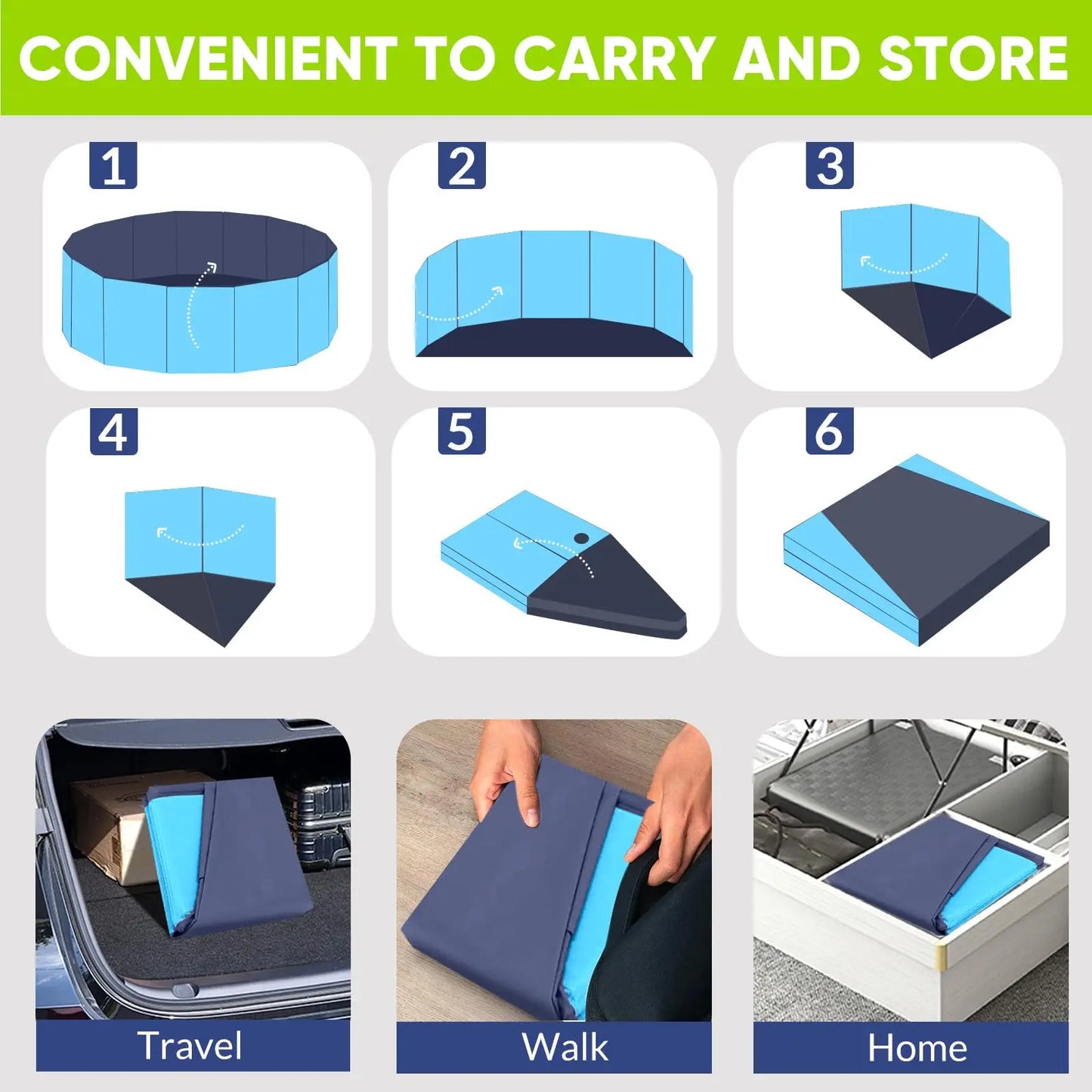 Foldable Dog Pool for Small Pets Quick Setup and Drain Hole Durable Waterproof PVC 32x8 Inches