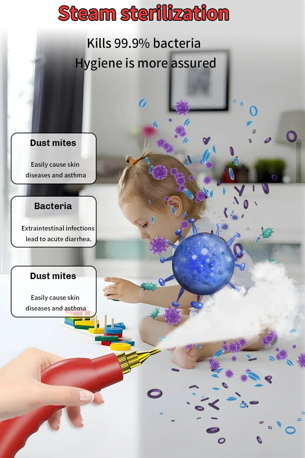 2500W High Temperature Handheld Steam Cleaner for Air Conditioners Kitchen Hoods Cars Floors and More