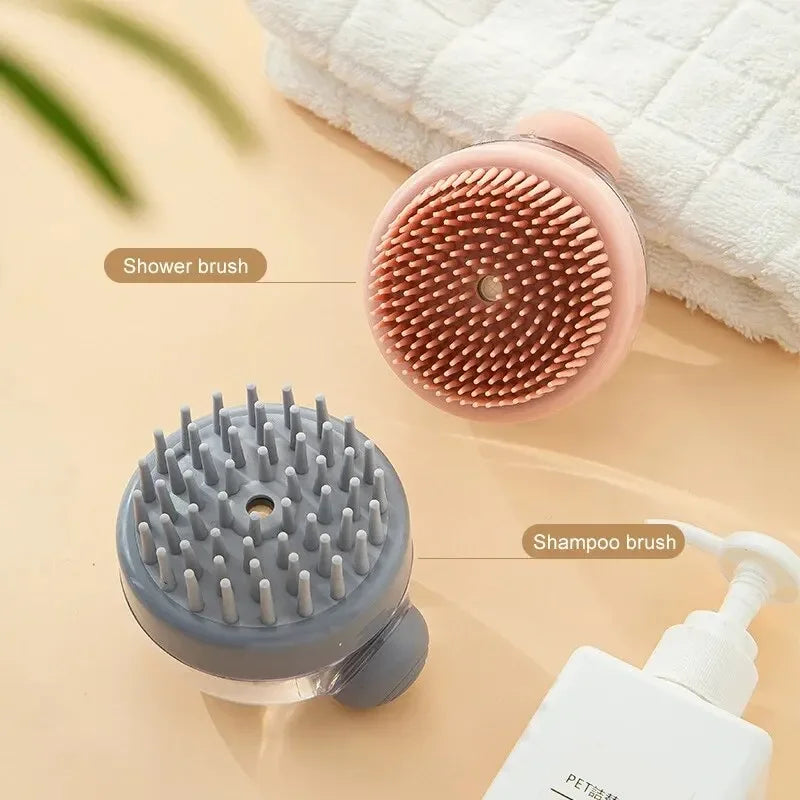 Dog Shower Brush Pet Dog Grooming Massage Bath Cleaning Brush with Shampoo Dispenser for Long Hair Dogs and Cats Shower
