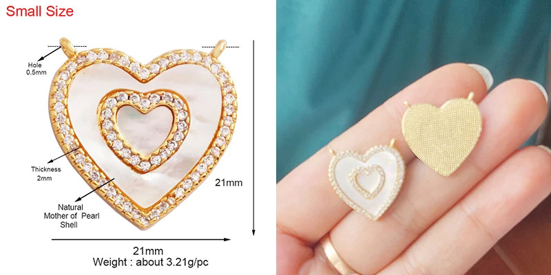 Classics Love Heart Star Zircon Focal Charm Pendant 18K Gold Plated Shell Pearl Jewelry