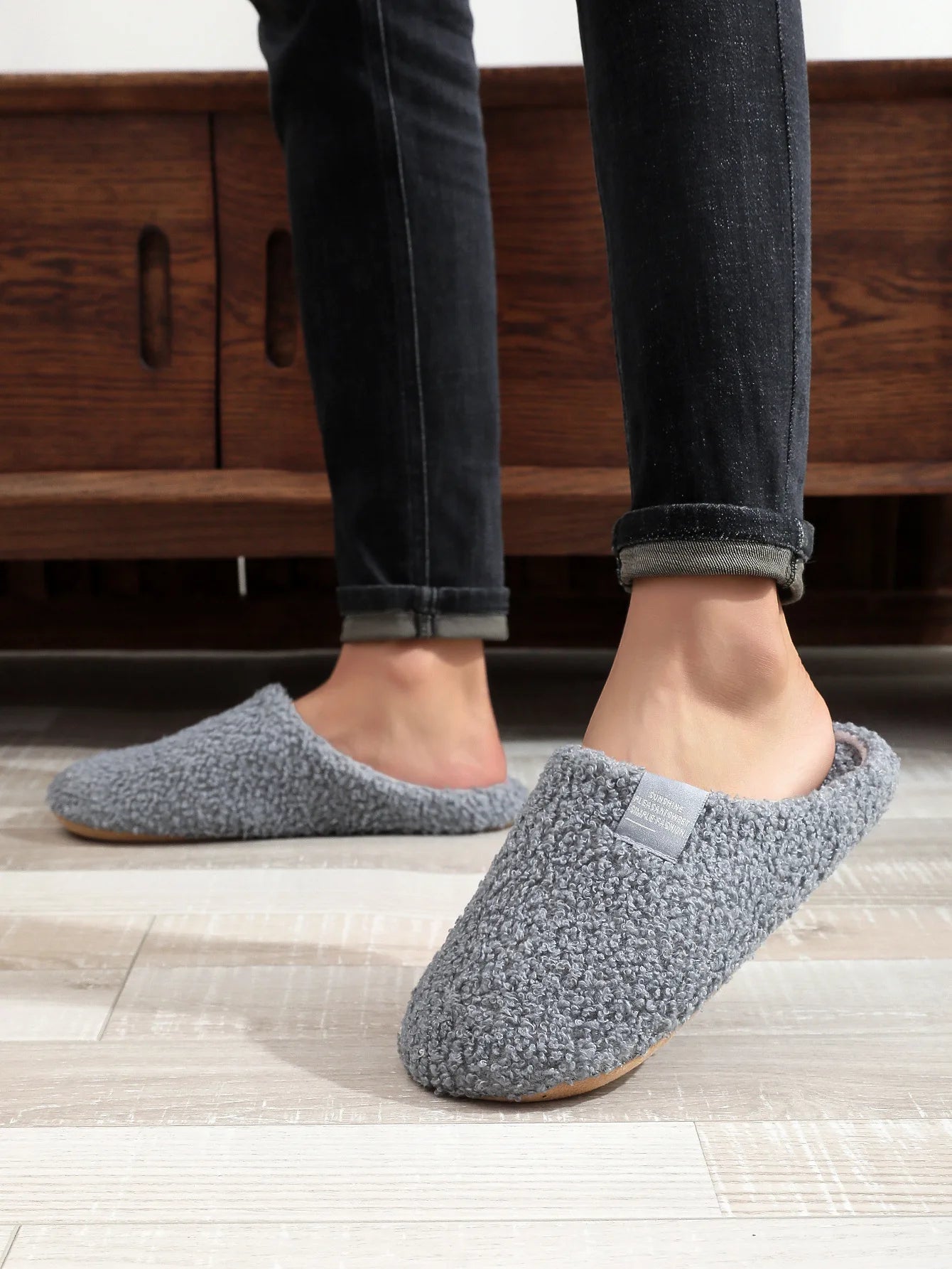 Couples Home Slippers Soft Fur Warm Indoor Flat Slides