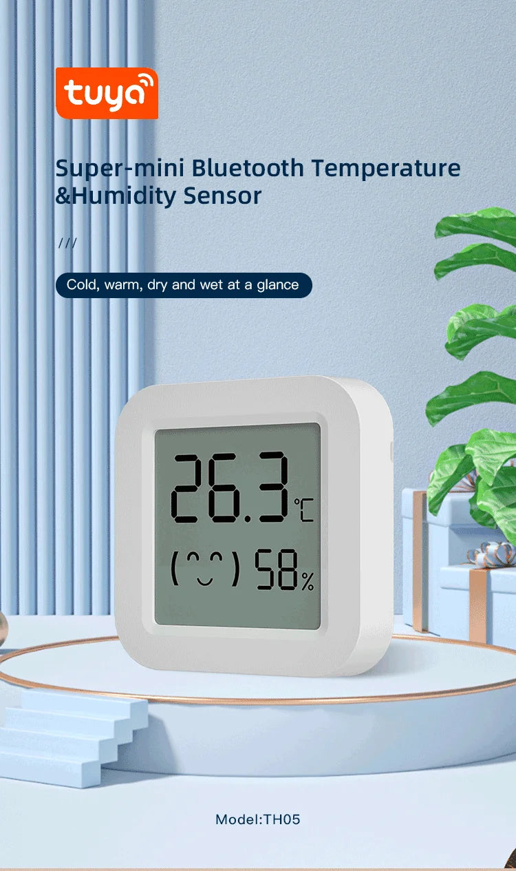 Sensor de temperatura y humedad inalámbrico Tuya Smart MINI con pantalla LCD, termómetro e higrómetro, aplicación remota para hogares inteligentes
