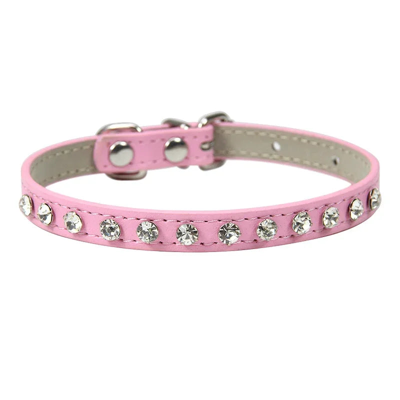 Luxury Rhinestone Rivets Cat Collar Leather Small Dog Collars Puppy Neck Strap for Kitten Accessories Wholesale / Dropshipping