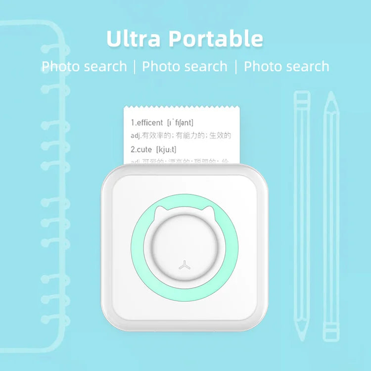 Portable Mini Thermal Printer Wireless BT 203dpi Label Memo Printing