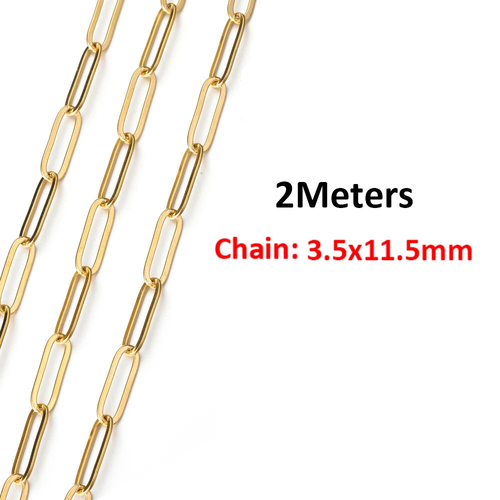 2 Meters/1 Meter High Quality Gold Color Stainless Steel Chain for DIY Jewelry Making