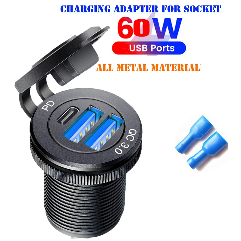 Type C Built-in USB Car Outlet 3.0 Fast Charging QC3.0 Adapter for Audi A1 A3 A4 A5 A6 A7 A8