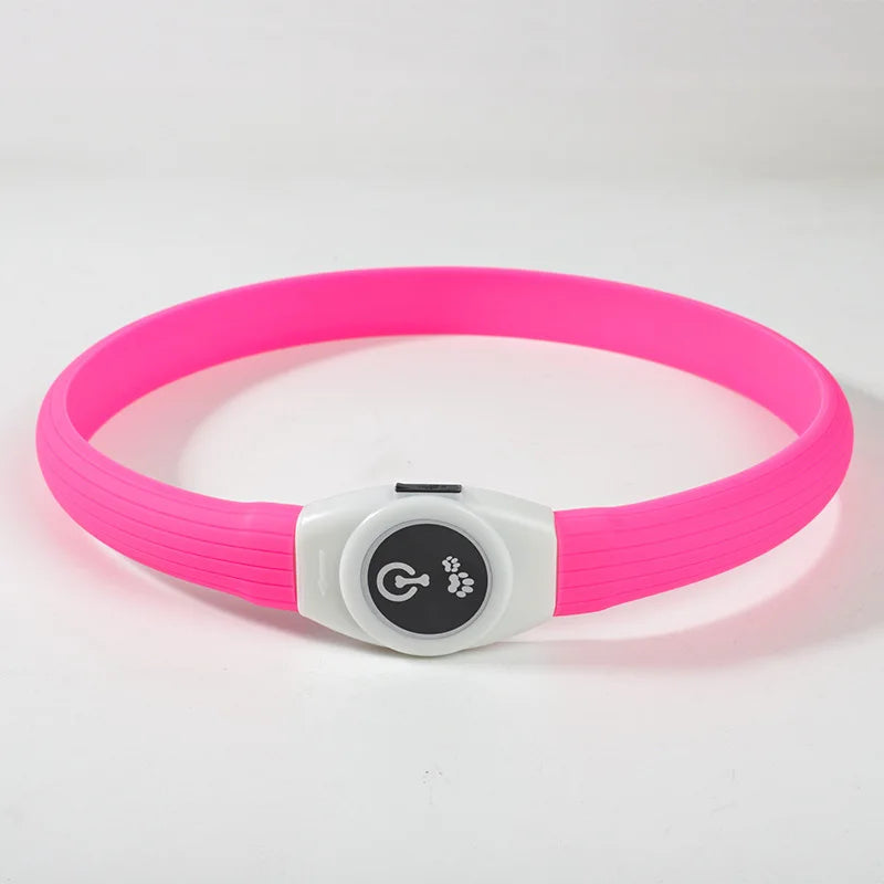 LED Luminous Dog Collar Waterproof USB Rechargeable Safety Light for Medium Large Small Dogs