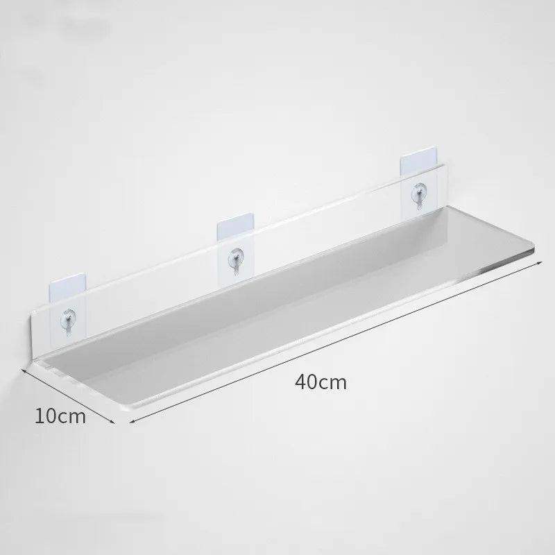 1pc Clear Acrylic Storage Rack Wall Mounted Shelf for Makeup, Books, and Organizing