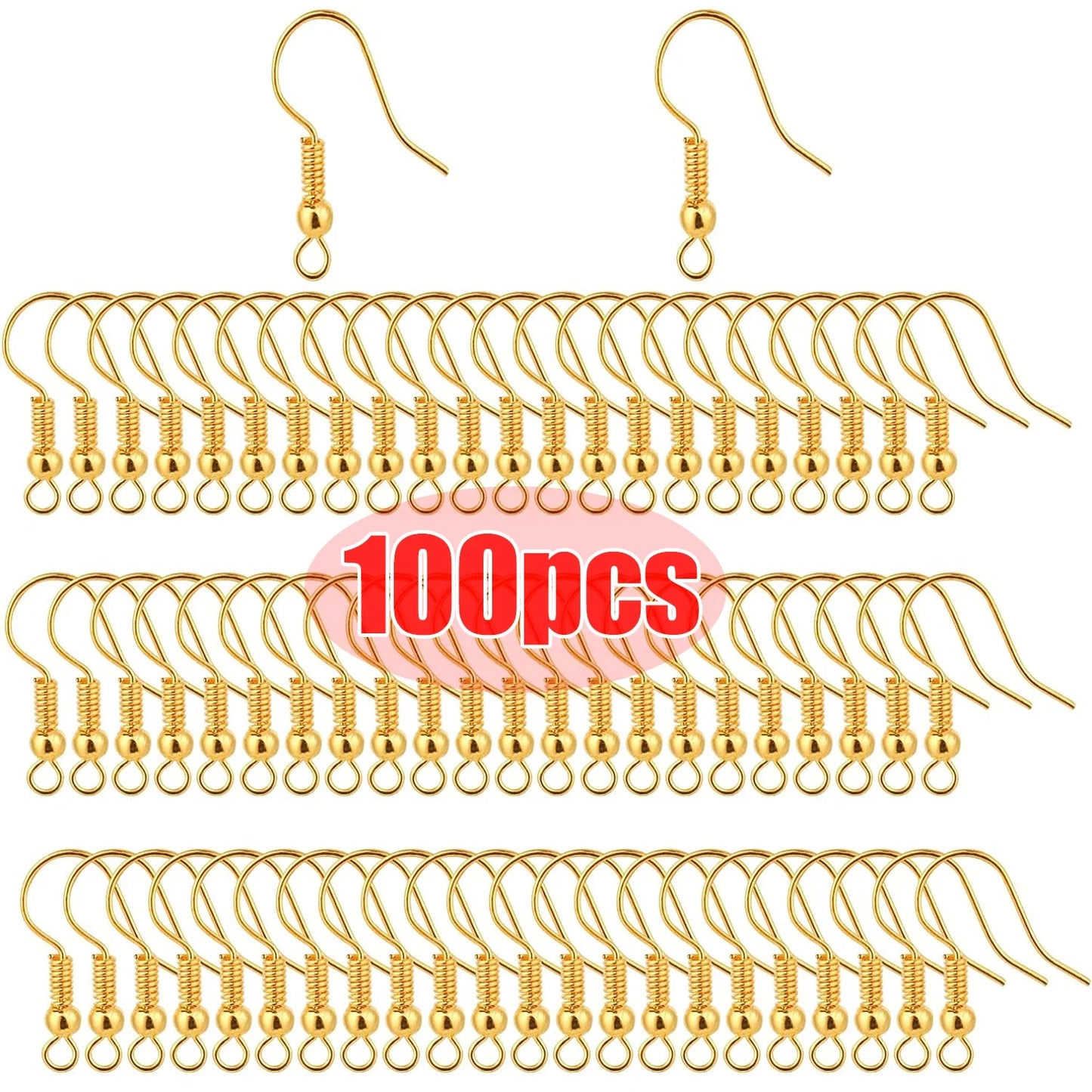 100/200pcs DIY Earring Findings Stainless Steel Hooks Hypoallergenic Earwires