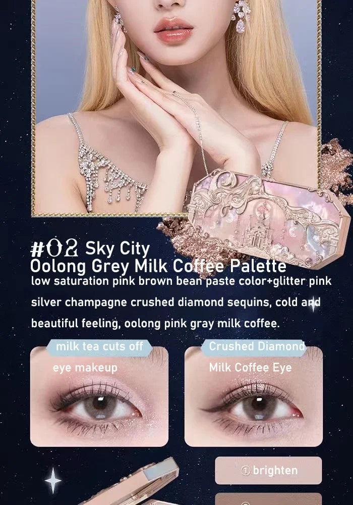 Flower Knows Moonlight Mermaid Eyeshadow Palette 8 Color Eye Makeup with Matte Shimmer and Glitter Finishes for Stunning Looks