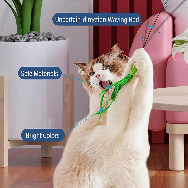Cat Wand Replacement Accessories Dog Tail Grass Cat Teasing Stick Replacement Feathers Toy Bite Resistant Kittens Exercise Toys