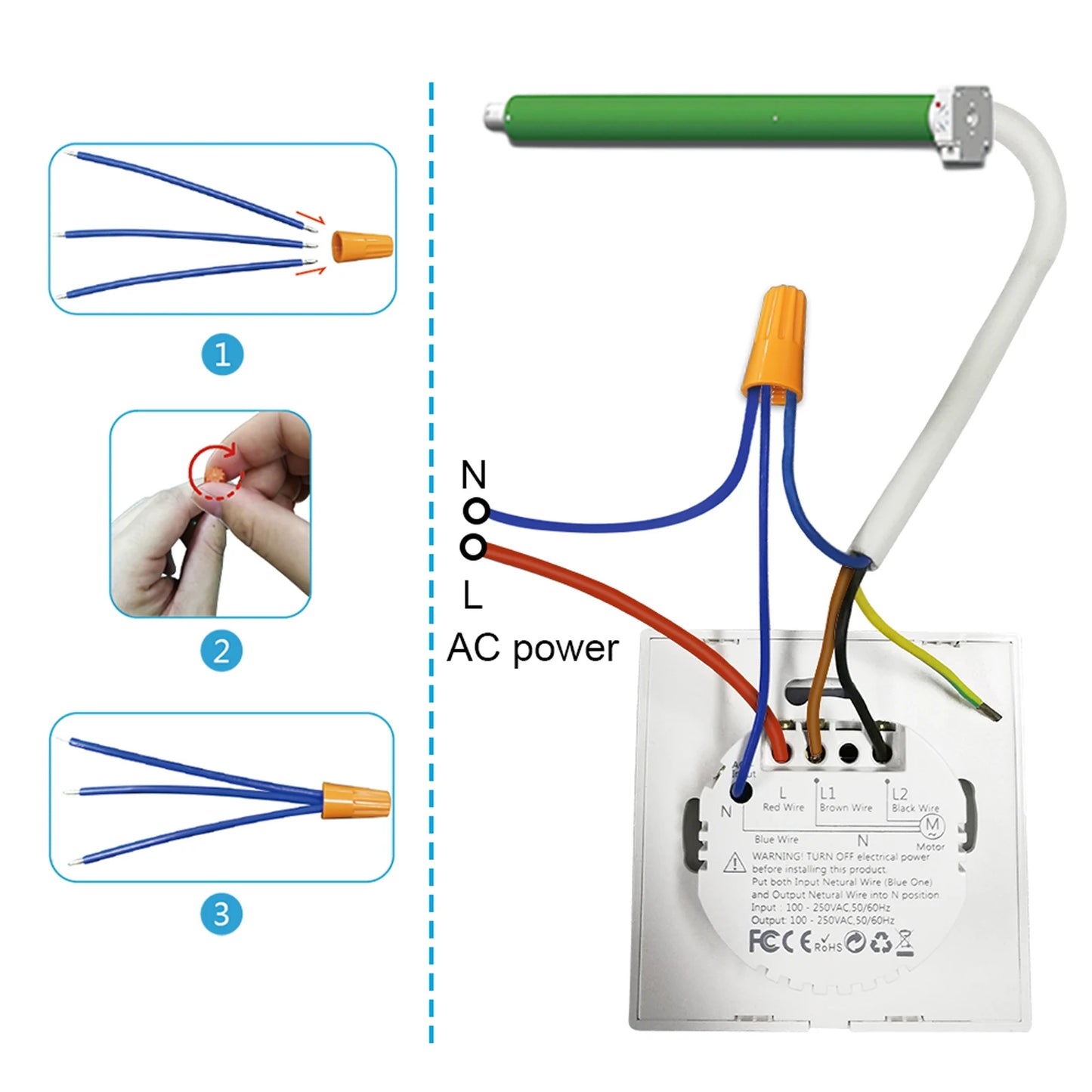 LoraTap Tuya Smart Life WiFi Cortinas Persianas Interruptor Persianas enrollables Interruptor de motor Estilo de luz de fondo Google Home Alexa Control de voz